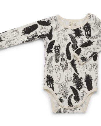 Tinker-by-Printink-Studio-Black-Feather-Long-Sleeve-Baby-Romper